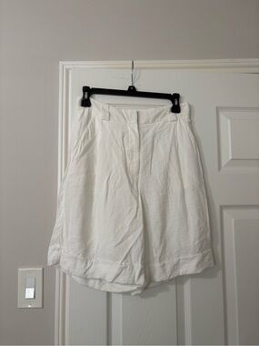 Maeve Anthropologie White Linen Blend Culotte Shorts US 4 Coastal Grandma